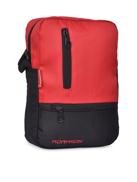 

ADAMSON Red Colourblocked Structured Sling Bag
