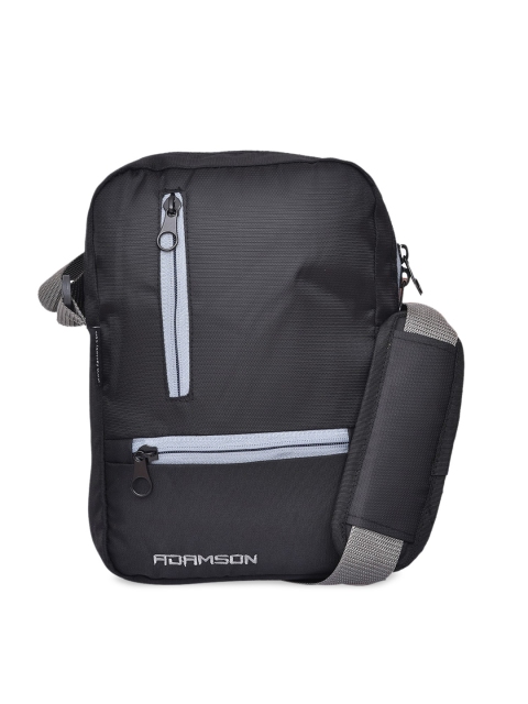 

ADAMSON Black Textured Structured Sling Bag