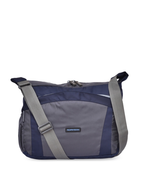 

ADAMSON Blue Colourblocked Structured Sling Bag with Quilted