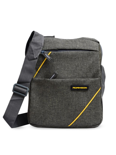 

ADAMSON Grey Structured Sling Bag with Cut Work