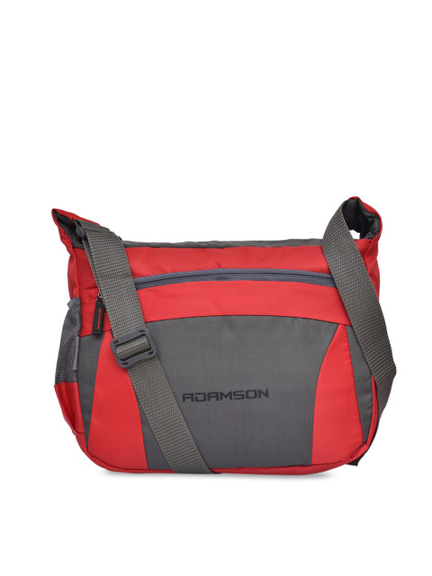 

ADAMSON Red Colourblocked Structured Sling Bag