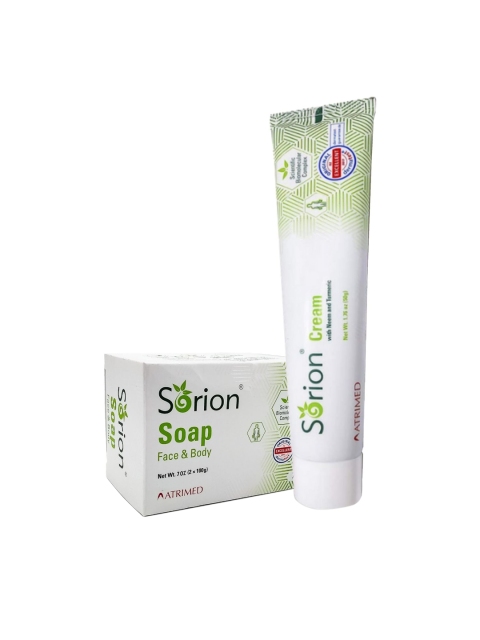 

Atrimed Plant Science Sorion Cream 50 g & 2 Face & Body Soap 100 g Each, White