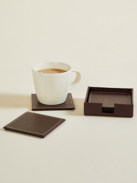 

Home Centre Set of 4 Brown Solid Coasters