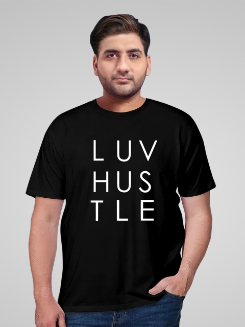 

Pootlu Men Black Typography Printed Monochrome T-shirt