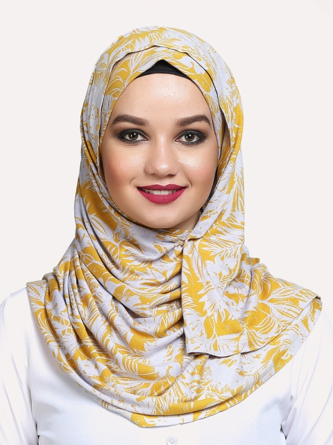 

MOMIN LIBAS Women Mustard & White Printed Scarf