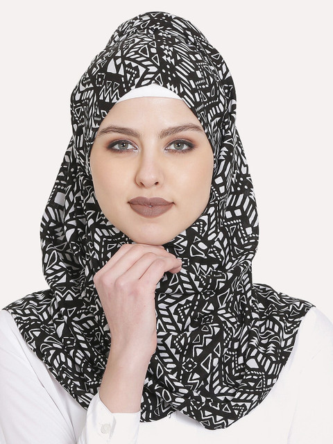 

MOMIN LIBAS Women Black & White Printed Scarf