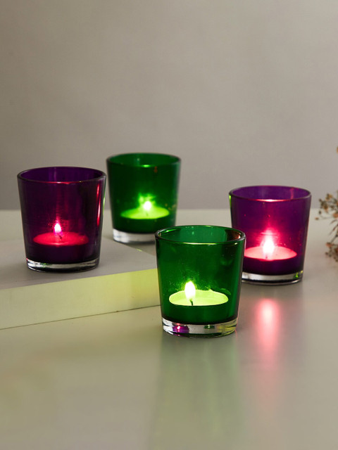

Home Centre Set Of 4 Textured Candle Holders, Purple
