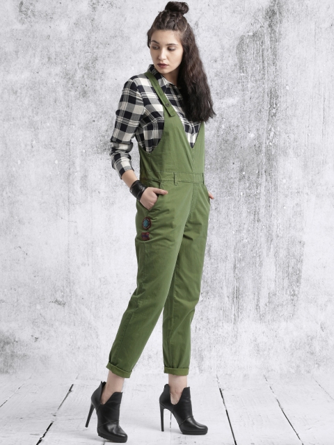 

Roadster Women Olive Green Dungarees