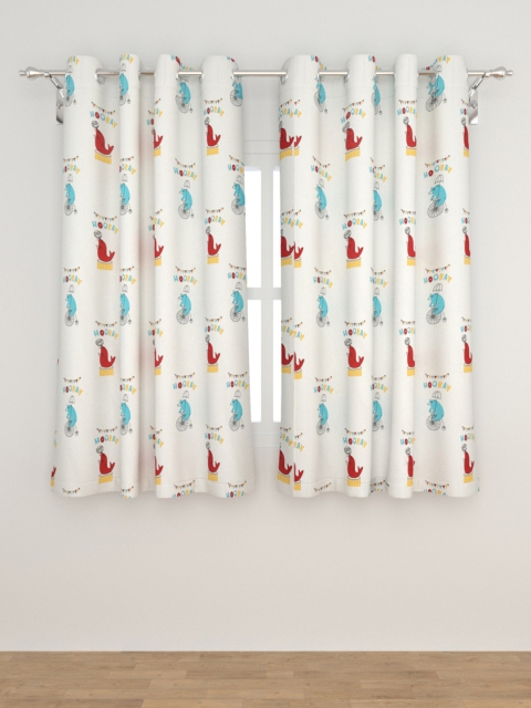 

Home Centre White & Red Set of 2 Sheer Window Curtain