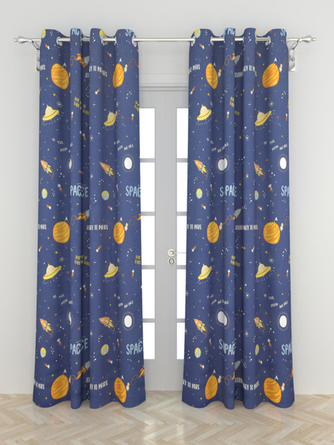 

Home Centre Blue & Yellow Set of 2 Black Out Door Curtain