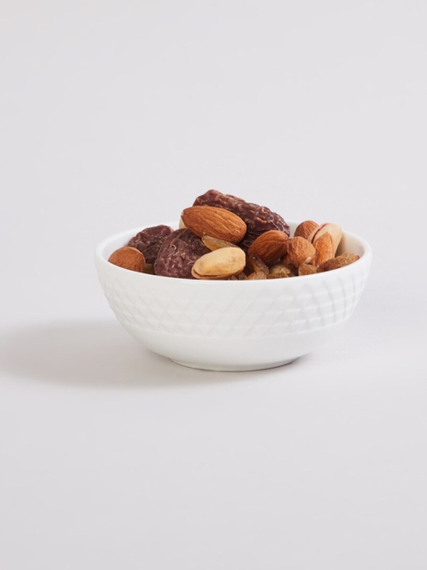 

Home Centre White Textured Bone China Glossy Bowl