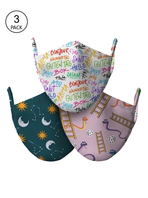 

wHAT'S DOwn Pack of 3 Multi-Coloured Printed Face Masks