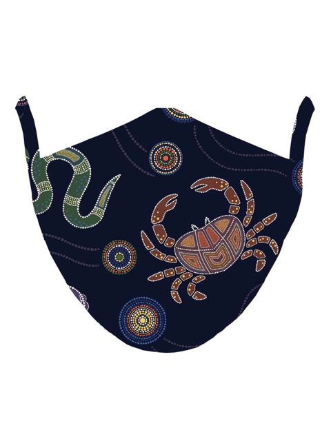 

wHAT'S DOwn Navy Blue Abstract Printed Reusable Cotton Face Masks