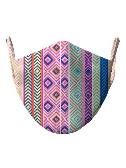 

wHAT'S DOwn Pink Geometric Printed Reusable Cotton Face Masks