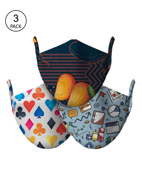 

wHAT'S DOwn Pack of 3 Multi-Coloured Printed Face Masks