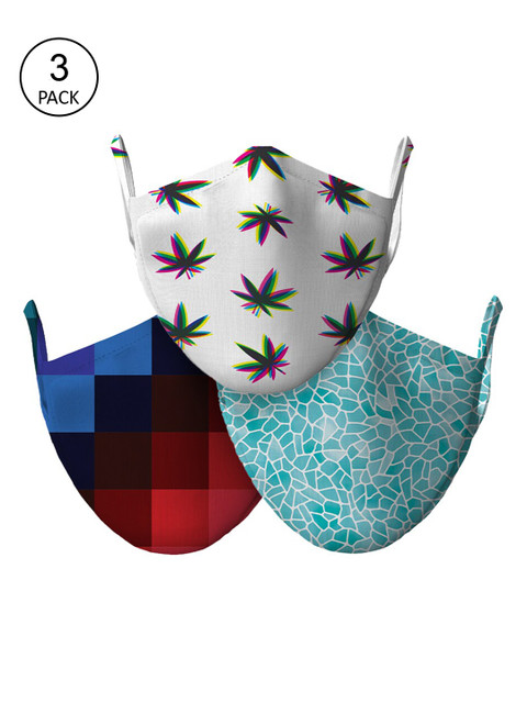 

wHAT'S DOwn Pack of 3 Multi-Coloured Printed Face Masks