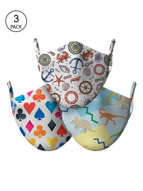 

wHAT'S DOwn Pack of 3 Multi-Coloured Printed Face Masks