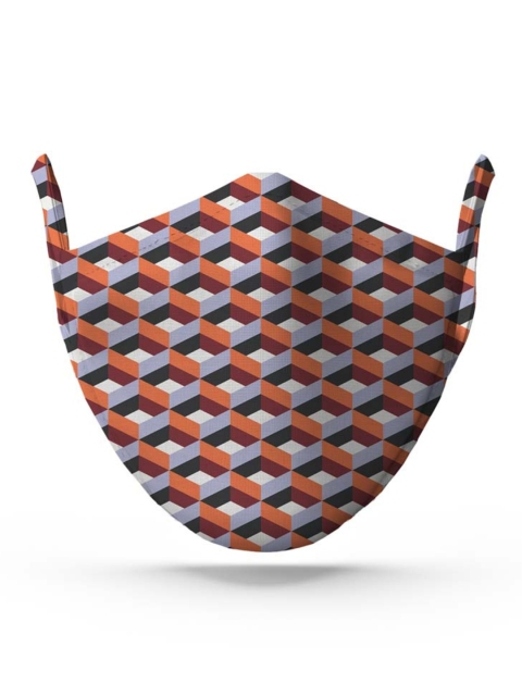 

wHAT'S DOwn Red Geometric Cotton Reusable Face Mask