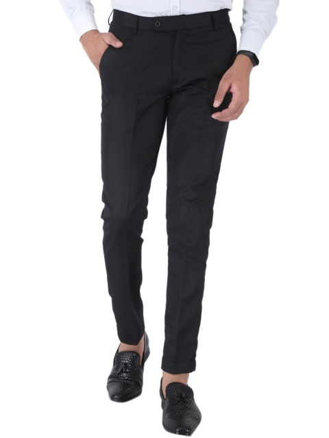 

Srey trends Men Black Smart Slim Fit High-Rise Trousers