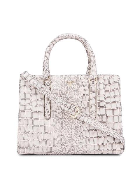 

Da Milano White Textured Leather Structured Handheld Bag