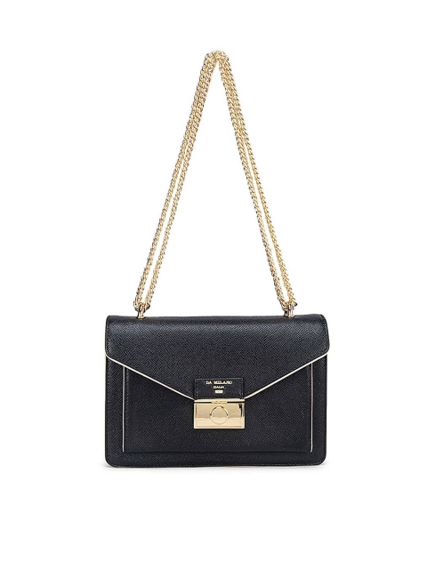 

Da Milano Black Textured Leather Structured Sling Bag