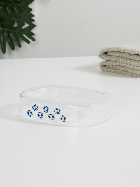 

Home Centre Transparent & Blue Printed Soap Dish