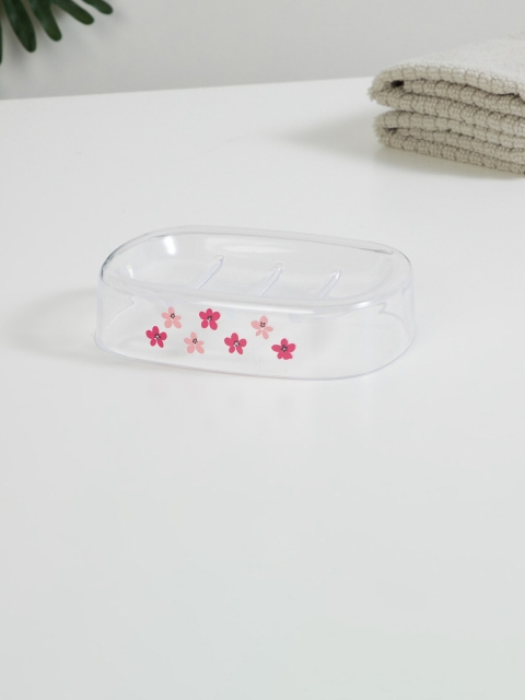 

Home Centre Transparent & Pink Printed Soap Dish