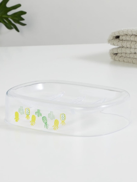 

Home Centre Transparent & Yellow Printed Soap Dish