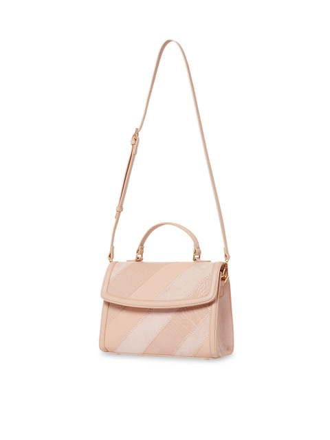 

Forever New Peach-Coloured Textured PU Structured Sling Bag