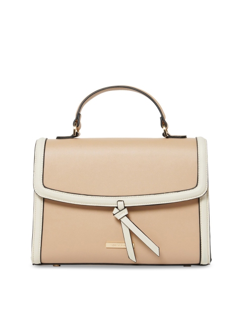 

Forever New Beige Colourblocked PU Structured Satchel Bag