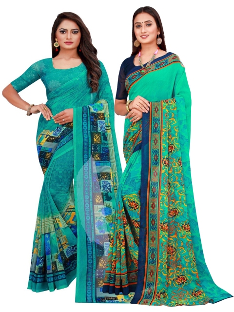 

Florence Set of 2 Pure Georgette Saree, Green