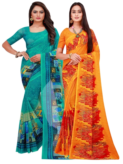 

Florence Set of 2 Pure Georgette Saree, Orange