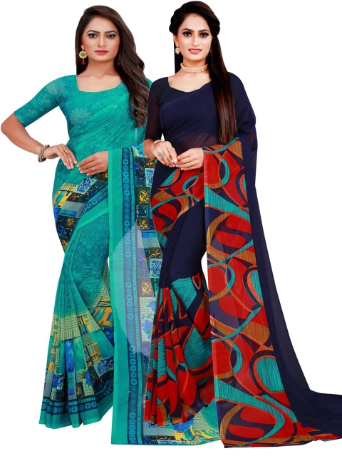 

Florence Set of 2 Pure Georgette Saree, Navy blue