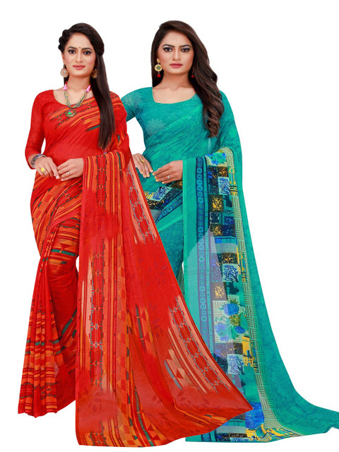 

Florence Set of 2 Pure Georgette Saree, Orange