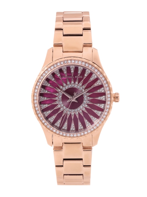

Michael Kors Women Purple Embellished Layton Analogue Watch MK6893