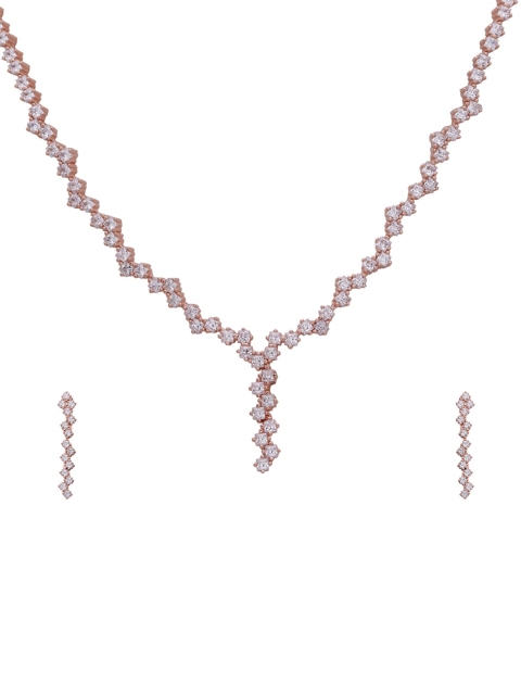 

ANAYRA Silver-Toned & White CZ-Studded Jewellery Set