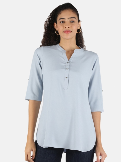 

Monte Carlo Grey Mandarin Collar Shirt Style Top