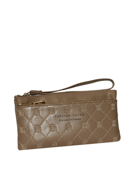 

LELYS Women Brown Floral Embroidered PU Zip Around Wallet
