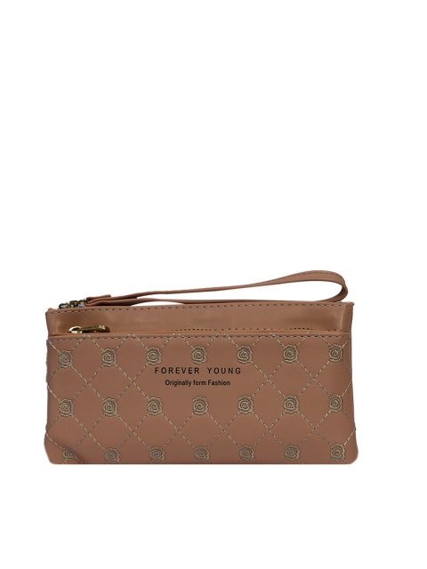 

LELYS Women Copper-Toned Floral Textured PU Zip Around Wallet