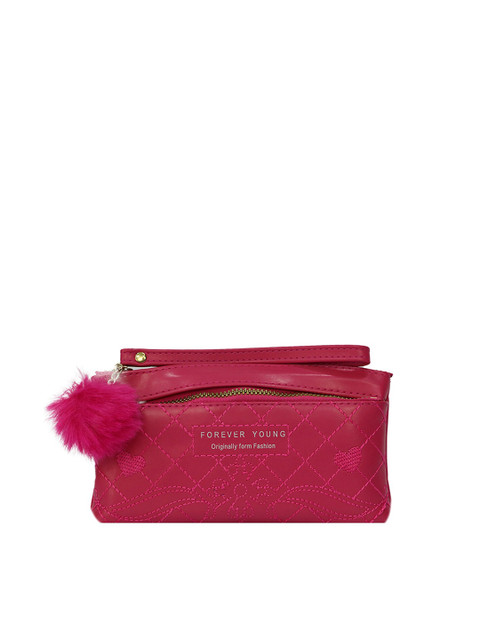 

LELYS Women Pink Embroidered PU Zip Around Wallet