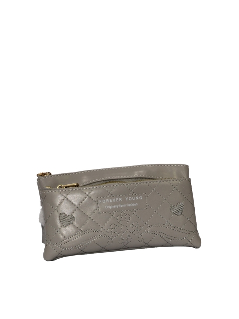 

LELYS Women Grey Floral Printed PU Envelope