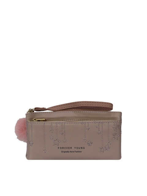 

LELYS Women Purple & Beige Typography Printed PU Zip Around Wallet