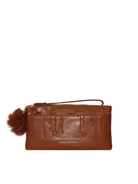 

LELYS Women Brown Textured Zip Around Wallet
