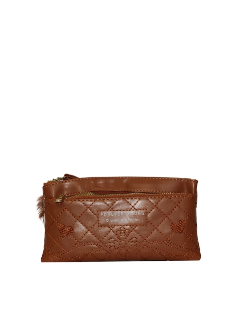

LELYS Women Brown Embroidered PU Zip Around Wallet