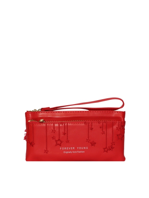 

LELYS Women Red Abstract Textured PU Envelope Wallet