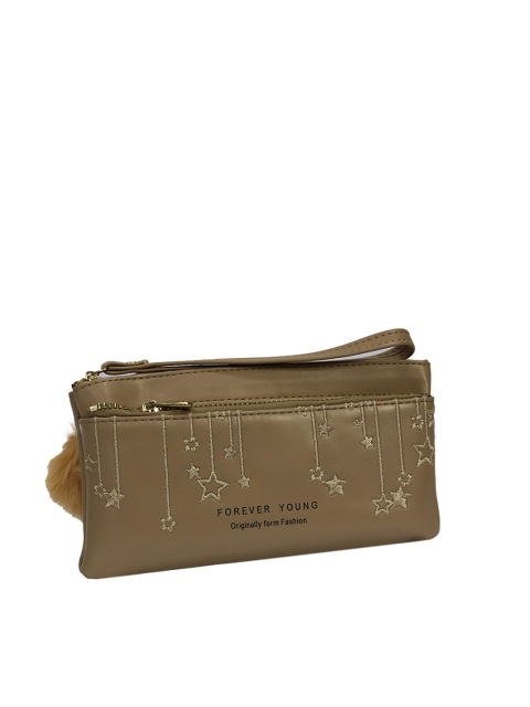 

LELYS Women Brown Geometric PU Zip Around Wallet