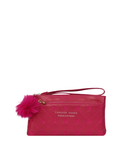 

LELYS Women Pink Typography Textured PU Zip Around Wallet