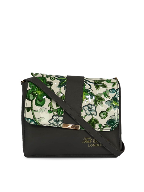 

LELYS Grey Floral Printed PU Structured Sling Bag