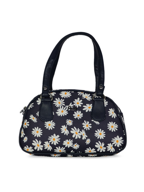 

LELYS Blue Floral Printed PU Structured Handheld Bag