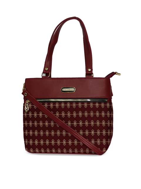 

LELYS Maroon Ethnic Motifs Printed Structured Shoulder Bag